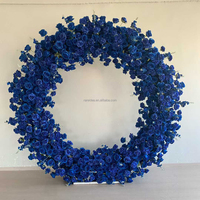 Arche de fleurs en forme de cœur bleue personnalisée avec support, fond de scène de mariage en fleurs artificielles roses, décoration de scène de mariage, arche de fleurs en forme de cœur
