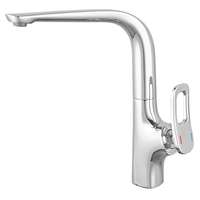 Robinet de cuisine en laiton de qualité supérieure avec poignée creuse, à trou unique, à sortie d'eau rotative, pour eau chaude et froide