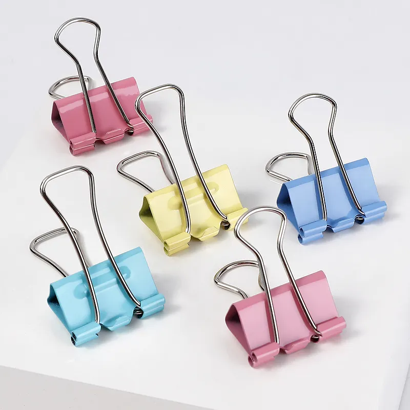 Tenwin 1325 Factory Price Metal Color Paper Set Custom Folder Steel 19mm Less Effort Binder Clips Metal For Office