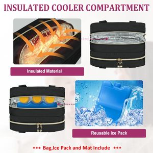 Sac isotherme noir pour lait maternel, sac de transport portable pour tire-lait avec poche à glace et tapis imperméable, sac de maman portable - Product Image 4
