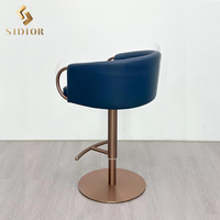 Chaise haute en stock en Europe Tabourets de bar en cuir bleu velours pour cuisine moderne et restaurant en bois Chaise haute pour la cuisine