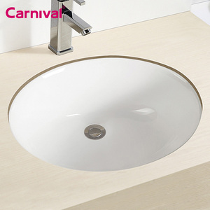<span class=keywords><strong>Lavabo</strong></span> de Cerámica Ovalado Empotrado Bajo Encimera de Diseño Moderno para Baño de Hotel - Product Image 4