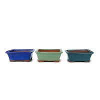 Pot à fleurs rectangulaire en céramique émaillée de style chinois pour bonsaï d'intérieur, résistant aux fissures