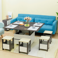 Table basse/table à thé/table à manger multifonctionnelle en bois avec plateau relevable et tabourets, meubles de salon/salle à manger