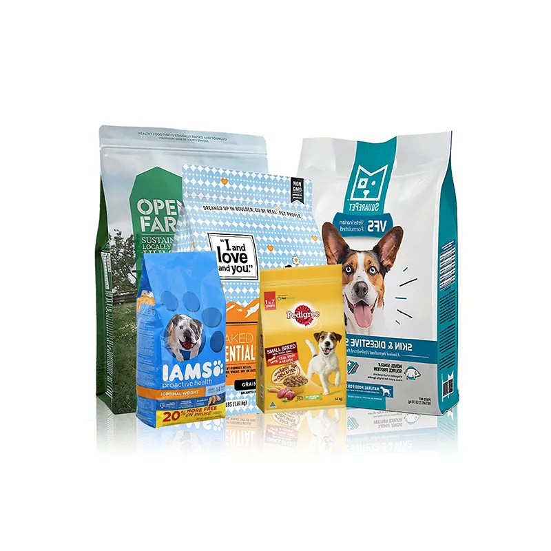 Grote Platte Kat Pet Food Hondenvoer 500G 1Kg 2.5Kg 10Kg 20Kg Verpakking Vierkante Bodem Plastic Zak