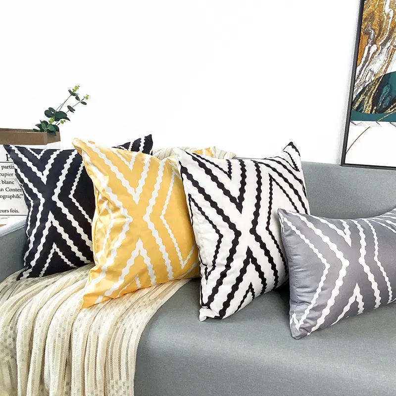 Housses de coussin imperméables d'extérieur Ceometry Striped Wave Housses de coussin imperméables Taie d'oreiller pour la décoration de patio de jardin