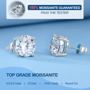 <span class=keywords><strong>Orecchini</strong></span> a Lobo in <span class=keywords><strong>Argento</strong></span> Sterling 925 Placcato Oro Bianco con Diamanti Moissanite VVS da 1ct e 2ct, Disponibili in Stock USA per Dropshipping - Product Image 2