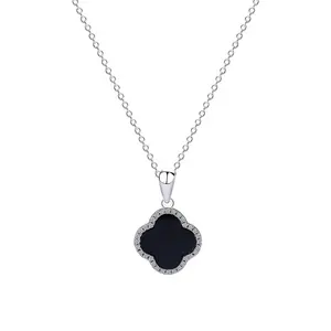 Collier en forme de cœur plaqué en or blanc pour femme, bijoux authentiques S925, pendentif tendance, prix d'usine