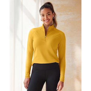 Womens 1/4 Zip Pullover Long Sleeve Athletic <b>Top</b> Quick Dry Stand Collar Front Logo Running Workout Golf Shirt - Product Image 3