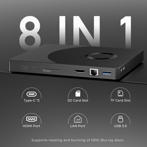 Graveur <span class=keywords><strong>Blu</strong></span>-<span class=keywords><strong>ray</strong></span> 8 en 1 Lecteur externe <span class=keywords><strong>Blu</strong></span>-<span class=keywords><strong>ray</strong></span>/<span class=keywords><strong>DVD</strong></span> pour PC, Lecteur externe CD/<span class=keywords><strong>DVD</strong></span> pour ordinateur portable Prise en charge des disques 100G <span class=keywords><strong>3D</strong></span> - Product Image 4