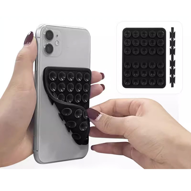 WCP003 Newest Silicone Suction Phone Card Holder Mount Hands-Free Mirror Shower Phone Holder Phone Wallet Silicone Suction Pad