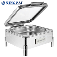Chauffe-Plat Carré XINGPAI 6L avec Couvercle en Verre pour Buffets de Mariage et Traiteur