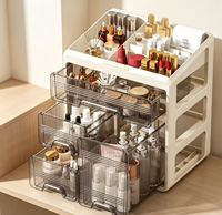 Organisateur de Maquillage Transparent Multi-Niveaux avec Tiroirs Amovibles pour Soins de la Peau, Rouge à Lèvres et Cosmétiques – Support de Bureau Démontable