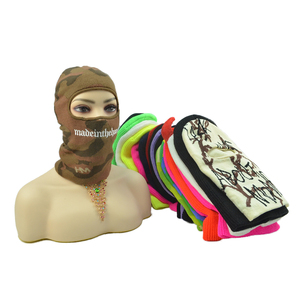 Balaclava personnalisée avec logo brodé OEM, bonnet <span class=keywords><strong>en</strong></span> tricot à 3 trous pour moto, <span class=keywords><strong>masque</strong></span> de ski intégral - Product Image 2