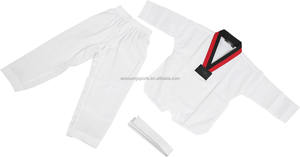 Taekwondo-Uniformen: Schwarze Hosen, bestickte TKD-Gürtel, Kwon-Kleidung, weiße Taekwondo-Ausrüstung im Sale - Product Image 5