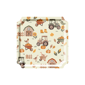 DAMAI - Platos, Vasos y Servilletas Desechables de Papel con Diseño de Granja Marrón para Fiestas de Cumpleaños con Temática de Cosecha Otoñal - Product Image 5