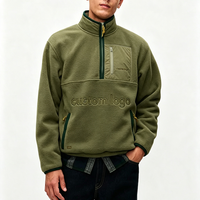 Veste polaire résistante au vent pour homme, pull en sherpa, sweat-shirt à fermeture éclair quart de tour, détails en nylon, logo personnalisé, haut de gamme pour les voyages en plein air