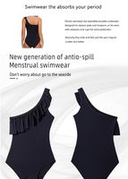 Herbruikbare menstruatiebadkleding voor dames, 4-laags lekvrij, asymmetrisch gerimpeld badpak, OEM ODM op maat gemaakte groothandel monokini