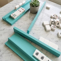 Soportes de madera para Mahjong al por mayor, juego de 4 piezas, empujadores de borde recto/curvo, color personalizado, para juegos en casa y clubes de Mahjong