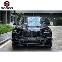 Grille avant centrale supérieure en fibre de carbone sèche TAKD améliorée, finition carbone brillant, double lamelles, pour BMW G05 X5 2018-2023