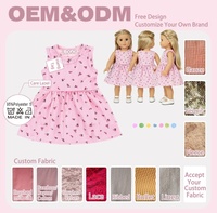 Vêtements de poupée personnalisés de 18 pouces, OEM ODM, robe de poupée rose à rayures florales sans manches, étiquette privée, tenue de poupée pour fille de 18 pouces, vente en gros