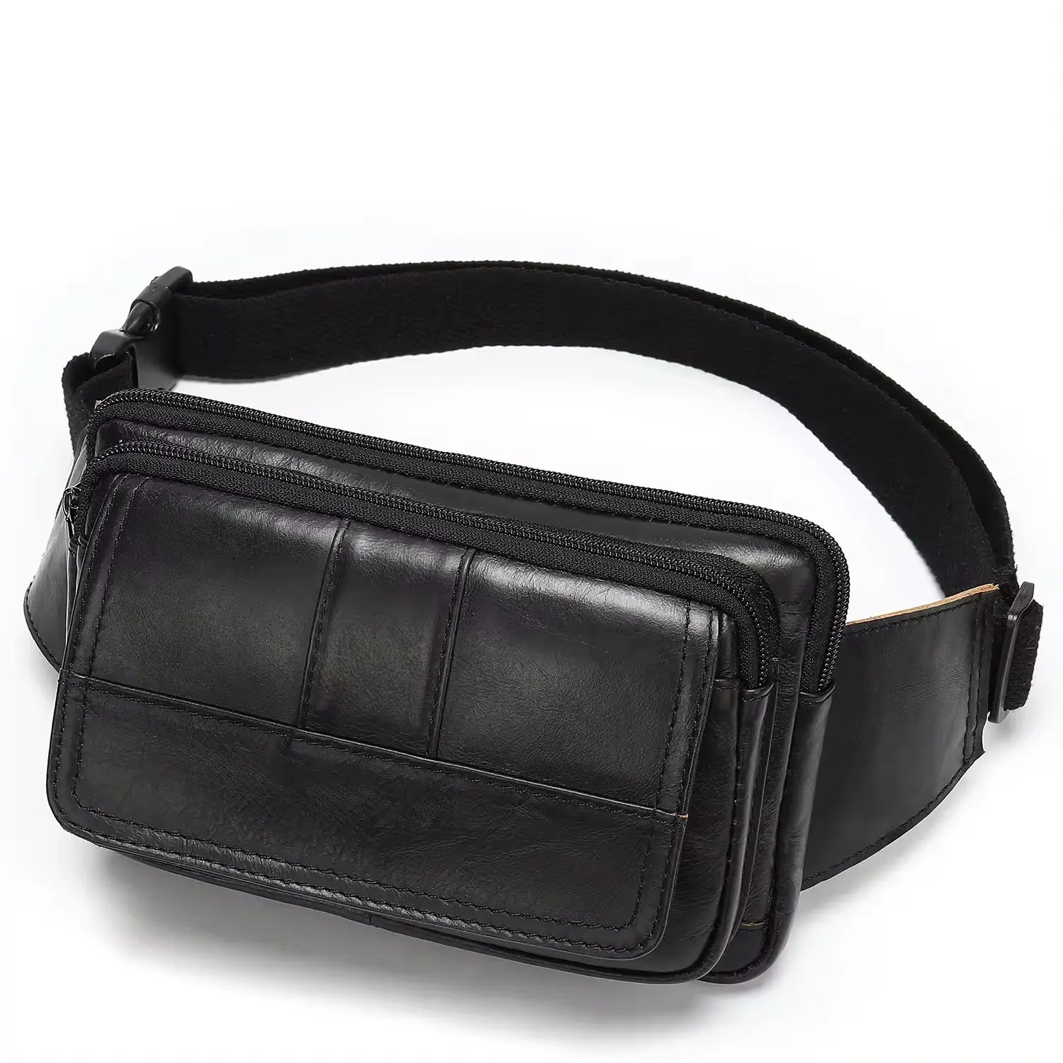 Leather Waist Pouch Bag Leather Sling Waist Bag for Hiking Running Travel Fanny Pack for Men and Women