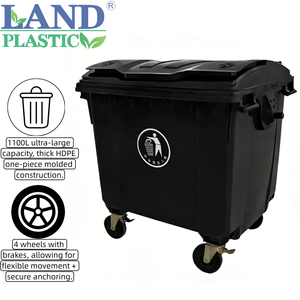 Contenedor de Basura Móvil de Gran Capacidad de 1100L, 4 Ruedas, Tapa Sellada, Material HDPE, Ecológico, Uso Comunitario y Comercial - Product Image 1