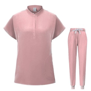 Women Medical Uniform Set Knitted Moisture Wicking Elastic Collar Hospital Work <b>Clothes</b> S XXL - Product Image 3