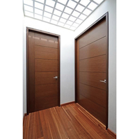 Porte intérieure moderne en bois de noyer noir avec isolation phonique intégrée, porte battante laquée pour chambre moderne, villa, appartement