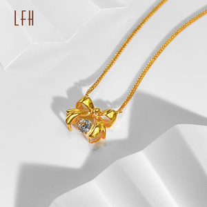 สร้อยคอรูปโบว์หัวใจ18K ประดับโบว์สีทอง18K พร้อมใบรับรอง - Product Image 3