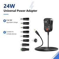 24W Evrensel 3V 4.5V 5V 6V 7.5V 9V 12V AC DC Adaptör, LED Şerit Işık, CCTV Kamera, Router, Bluetooth Hoparlör için 8 Uçlu