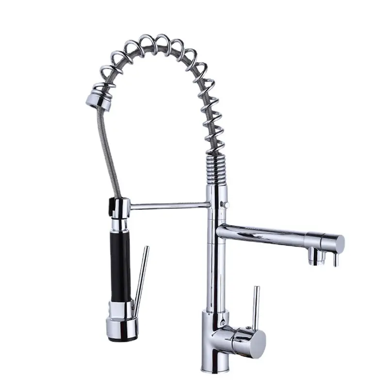 Redge - Stainless Steel Spring torneira de cozinha multifuncional Chrome Pull Down Torneiras De Pia De Cozinha Retire