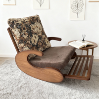 Ensemble de fauteuils à bascule modernes en bois massif, fauteuil inclinable ergonomique rembourré en rotin avec ottoman pour véranda et salle de lecture aux États-Unis