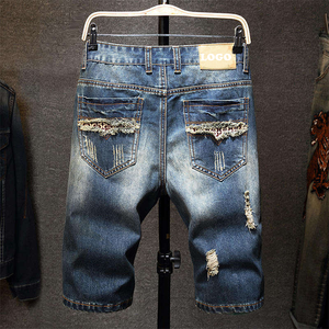 Summer New <b>Men's</b> Jeans Shorts Fashion <b>Stretch</b> <b>Men's</b> Jeans Plus Size Woven Custom Label Straight Hip Hop Denim Shorts <b>Men</b> - Product Image 2