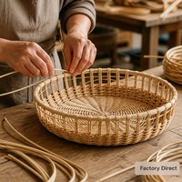 Panier tressé artisanal pour chat, nid pour animaux de compagnie en rotin naturel, lit rond ouvert avec bord tressé pour chats et petits chiens, vente en gros