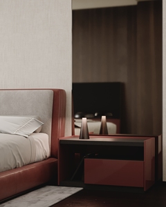 <span class=keywords><strong>Ensemble</strong></span> de chambre à coucher moderne haut de gamme avec <span class=keywords><strong>lit</strong></span> en cuir, tables de chevet contrastées, meubles pour projets hôteliers résidentiels de luxe - Product Image 6