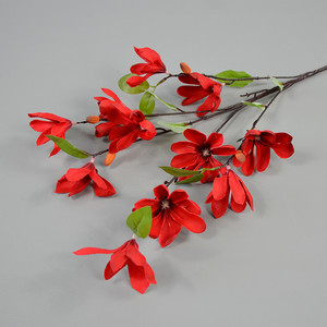 Fleurs artificielles de magnolia rouge Dongchen Crafts, 11 têtes, pour mariage, décoration de la maison, arrangements en vase - Product Image 1