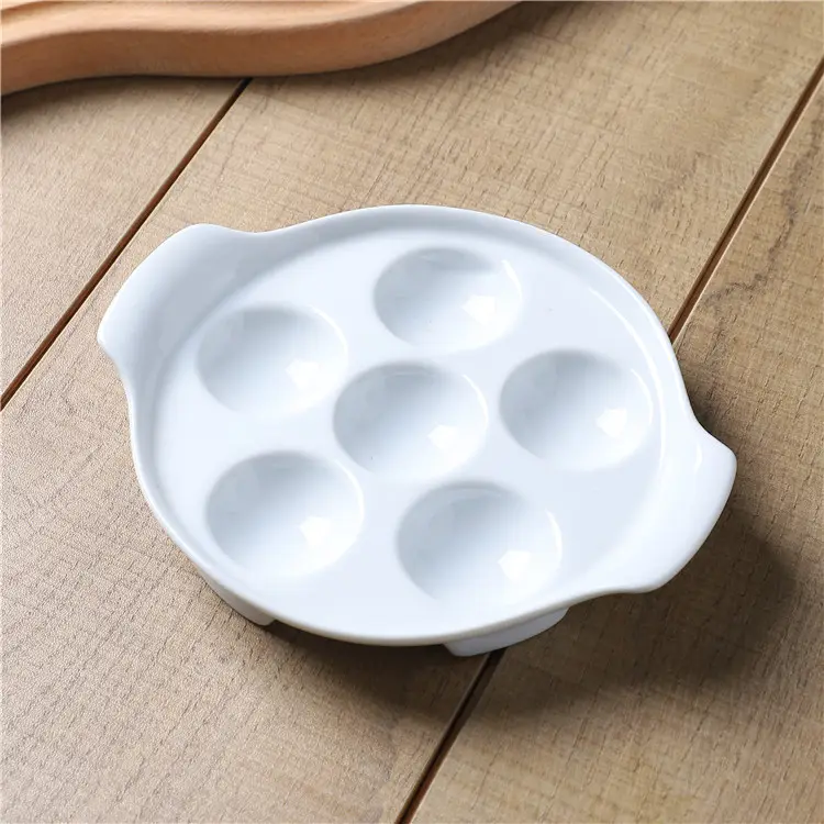 Venta al por mayor de diseño moderno 6 rejillas hogar cocina cerámica soporte para huevos bandeja