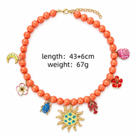 Parure de bijoux pour femme, collier perlé avec pendentif charm dessin animé tournesol, plaqué or 18 carats sur cuivre, boucles d'oreilles homard, style mode été plage