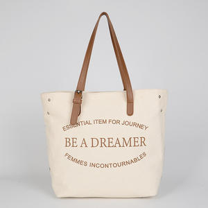 Bolsa de Lona Reutilizable Moderna de Fábrica con Asa de Cuero Ajustable, Bolsa de Compras Diaria para Mujer, Precio al por Mayor - Product Image 2