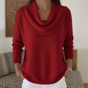 Pull à manches longues de couleur unie pour femme, coupe ample, style coréen, automne-hiver, S M L XL 2XL 3XL - Product Image 3