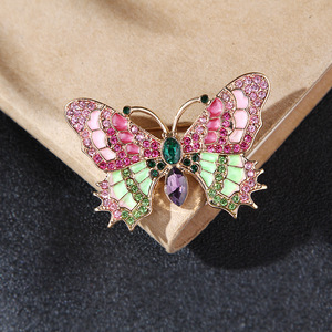 Broche coreano hermoso colorido mariposa Pin elegante Rosa Bling cristal esmalte insecto broches para dama - Product Image 5
