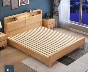 现代简约木质1.8米特大床夜灯经济型储物软靠背选项1.5米1.2米双人床传统 - Product Image 5