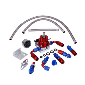 Haofa – régulateur de pression de carburant, Kit de turbocompresseur universel, aluminium anodisé rouge et bleu, avec jauge et tuyaux pour améliorer les performances - Product Image 1