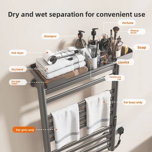 Porte-serviettes électrique intelligent chauffant pour salle de bain, barre chauffante électrique pour serviettes avec séchage à température constante, en fibre de carbone - Product Image 3