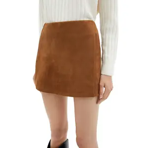 Winter Women Tailored Design Casual Suede Skirt OEM Customize Elegant Elastic Waist A-line Mini Skirt