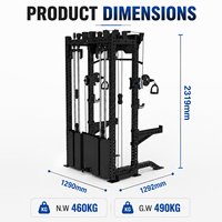 Rack de musculation compact robuste, capacité 1000 lb, cage à squats avec système de croisement de câbles doublement réglable pour salle de sport