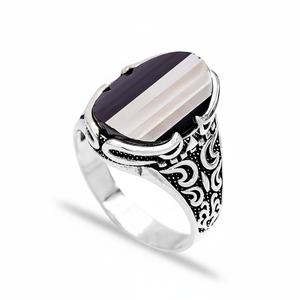 Onyx Gemstone Ottoman Style Authentic <b>Men</b> <b>Ring</b> Turkish Wholesale Handmade 925 Sterling Silver <b>for</b> <b>Men</b> - Product Image 2