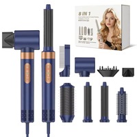 Kit de brosse sèche-cheveux électrique 8-en-1 personnalisé à air chaud, 110 000 tr/min, avec boucleurs automatiques multiples, diffuseur et volumisant pour usage domestique
