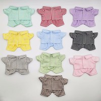 Ensemble pyjama chemise à carreaux 10cm 20cm, vêtements en tissu personnalisés avec logo pour poupées de 15cm, série Fantasy pour jouets en peluche